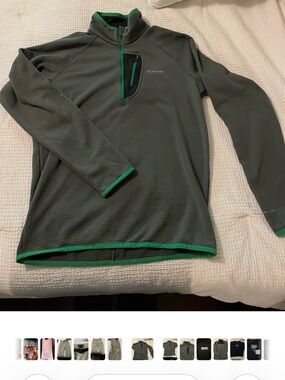 Columbia Gray Quarter-Zip Pullover with Green Trim